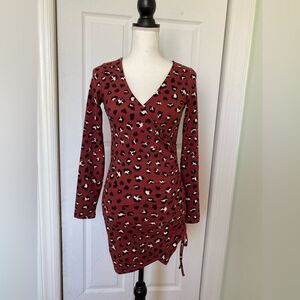 Burgundy Stretch Leopard Dress